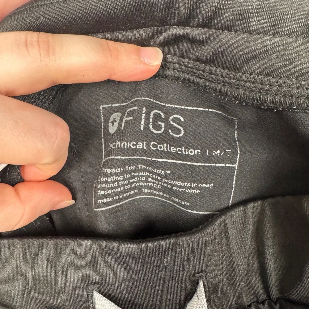 FIGS‎ Zamora Jogger Scrub Pants Black Elastic Waist Drawstring Pockets Mens MT